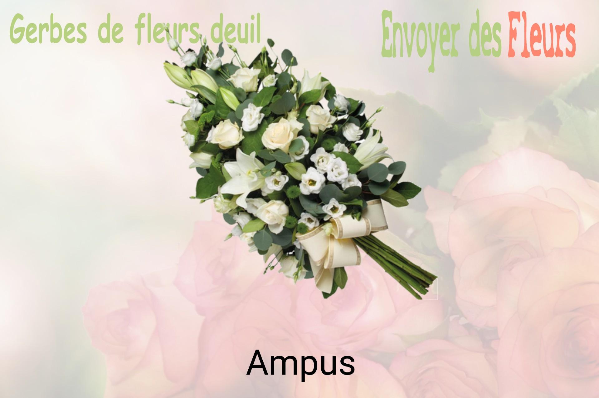 Gerbe de fleurs de deuil livrée à Ampus